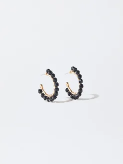 PARFOIS Lange Ohrringe|Hoop-Ohrringe>Creolen Mit Strass Schwarz