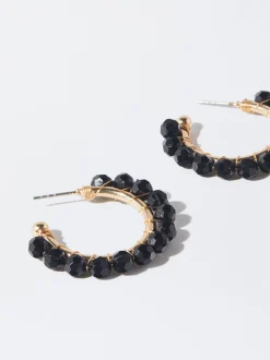 PARFOIS Lange Ohrringe|Hoop-Ohrringe>Creolen Mit Strass Schwarz