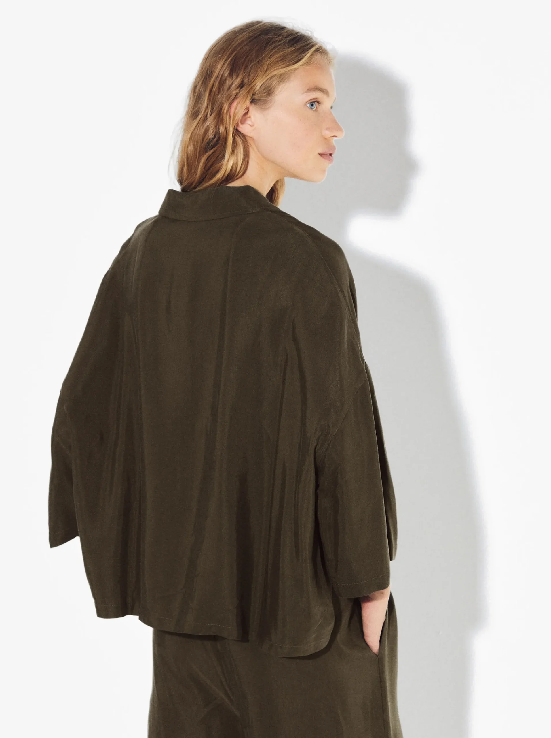 PARFOIS Strick|Pullover Und Jacke>Cupro-Hemd Mit Knöpfen Khaki