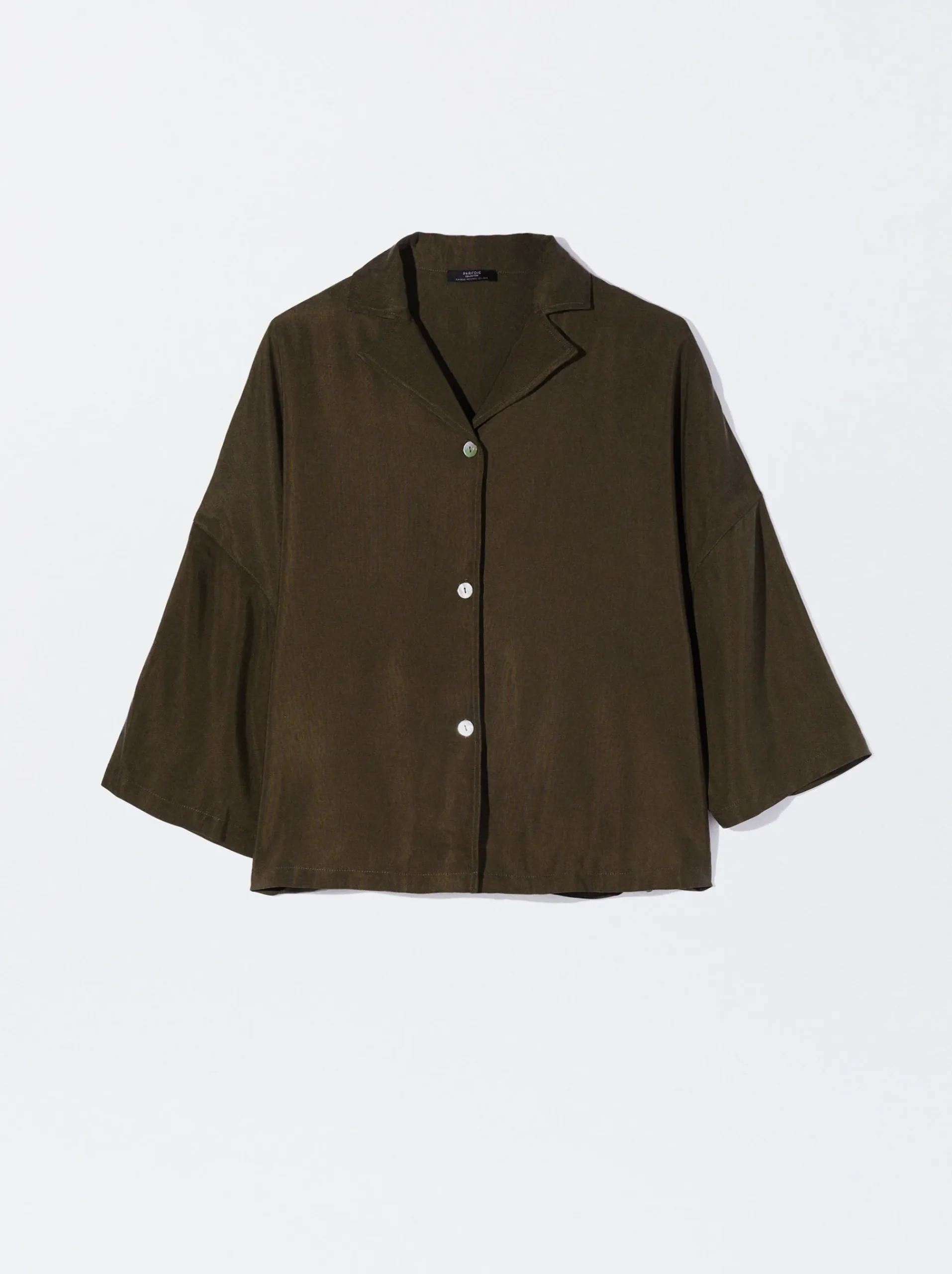 PARFOIS Strick|Pullover Und Jacke>Cupro-Hemd Mit Knöpfen Khaki