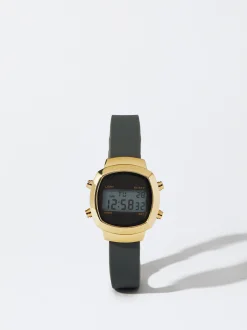 PARFOIS Rosagoldfarbene Uhr>Digitaluhr Mit Armband Aus Silikon Grau