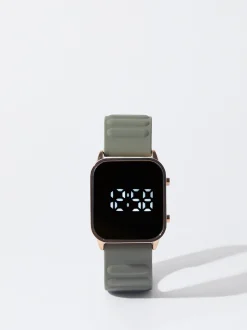 PARFOIS Rosagoldfarbene Uhr>Digitaluhr Mit Armband Aus Silikon Khaki