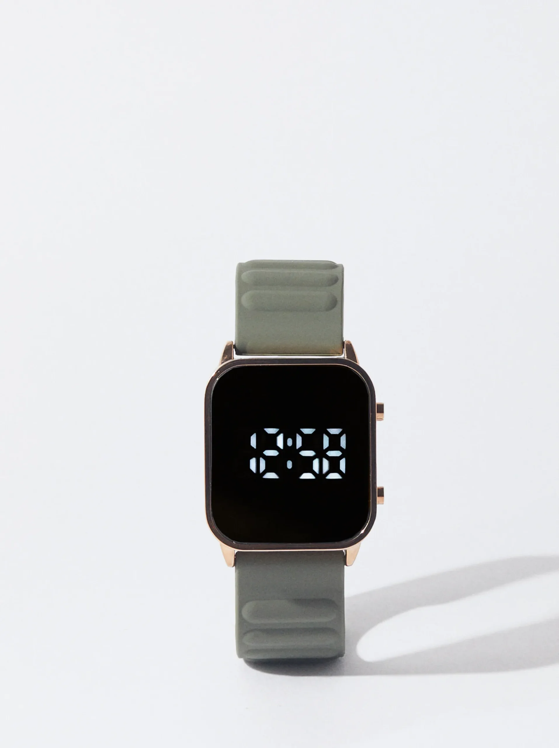 PARFOIS Rosagoldfarbene Uhr>Digitaluhr Mit Armband Aus Silikon Khaki