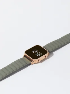 PARFOIS Rosagoldfarbene Uhr>Digitaluhr Mit Armband Aus Silikon Khaki
