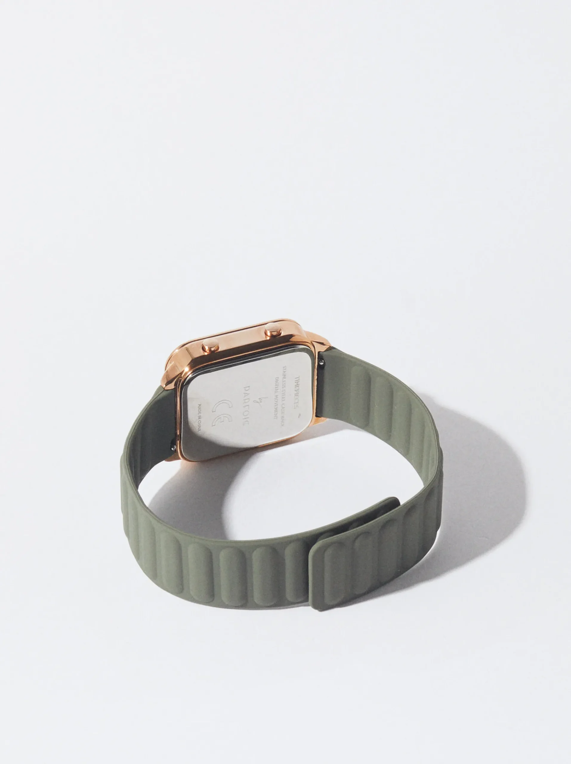 PARFOIS Rosagoldfarbene Uhr>Digitaluhr Mit Armband Aus Silikon Khaki