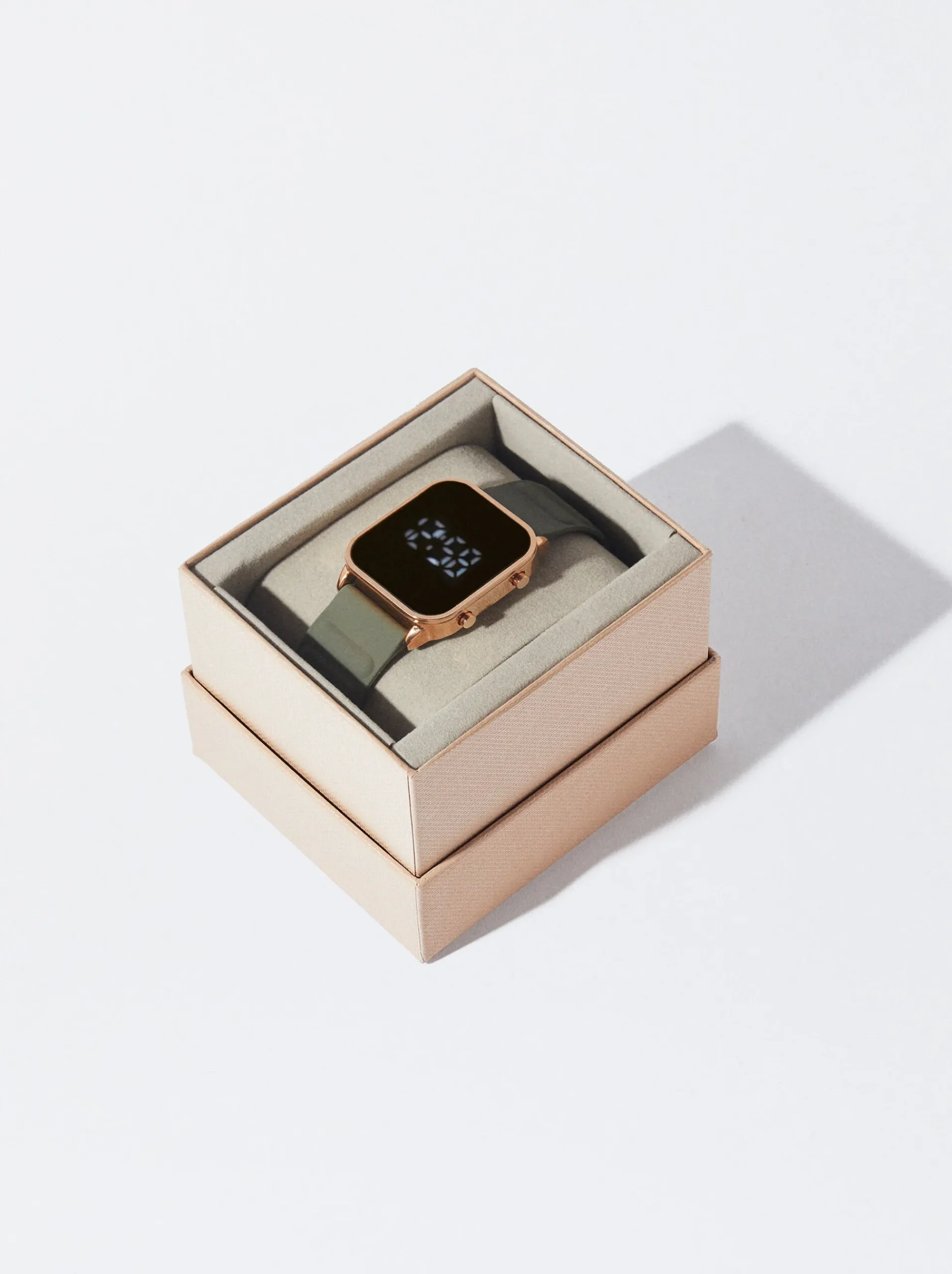 PARFOIS Rosagoldfarbene Uhr>Digitaluhr Mit Armband Aus Silikon Khaki