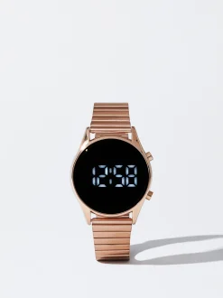 PARFOIS Rosagoldfarbene Uhr>Digitaluhr Mit Stahlarmband