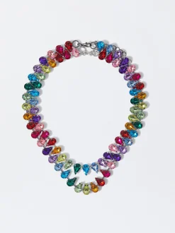 PARFOIS Set Ohrringen|Hoop-Ohrringe>Doppelte Tr&auml;nen-Halskette In Multicolor Mehrfarbig