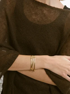 PARFOIS Ohrringe|Mittlere Ohrringe>Dreifaches Stahlarmband Golden