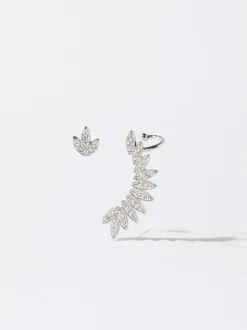 PARFOIS Lange Ohrringe|Trend Collection>Ear Cuff-Ohrring Mit Zirkonen Silber