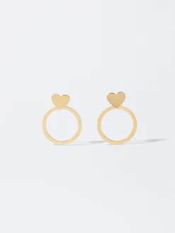 PARFOIS Premium|Kurze Ohrringe>Edelstahl-Ohrringe Mit Herz Golden