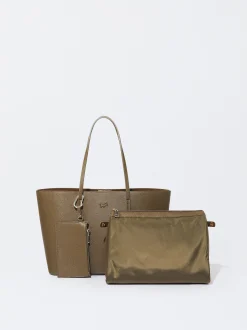 PARFOIS Rosagoldfarbene Uhr>Einkaufstasche Mit Anh&auml;nger Khaki