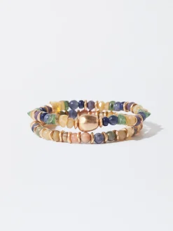 PARFOIS Set Ohrringen|Hoop-Ohrringe>Elastisches Armband Mit Steinen Mehrfarbig