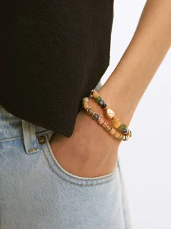 PARFOIS Set Ohrringen|Hoop-Ohrringe>Elastisches Armband Mit Steinen Mehrfarbig