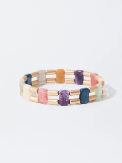 PARFOIS Trend Collection|Set Halsketten>Elastisches Goldenes Armband Mit Steinen Mehrfarbig