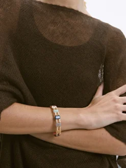 PARFOIS Trend Collection|Set Halsketten>Elastisches Goldenes Armband Mit Steinen Mehrfarbig