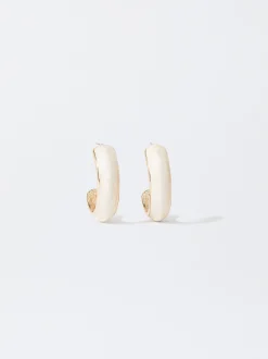 PARFOIS Lange Ohrringe|Mittlere Ohrringe>Emaille Creolen Beige