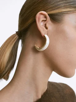 PARFOIS Lange Ohrringe|Mittlere Ohrringe>Emaille Creolen Beige