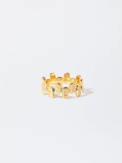 PARFOIS Lange Ohrringe>Emaille Stahlring Golden