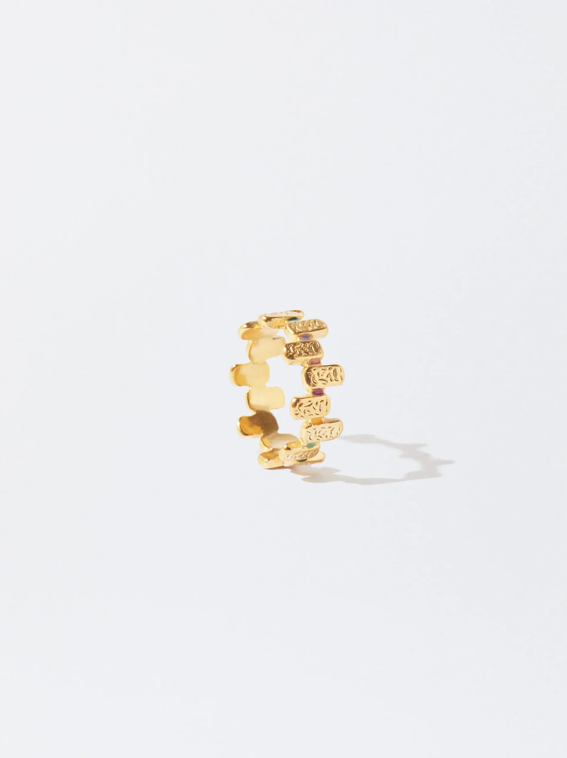 PARFOIS Lange Ohrringe>Emaille Stahlring Golden