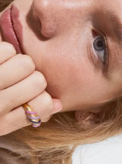 PARFOIS Lange Ohrringe|Mittlere Ohrringe>Emaille Stahlring Mehrfarbig