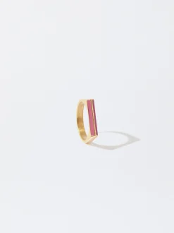 PARFOIS Lange Ohrringe|Trend Collection>Emaille Stahlring Rosa