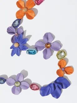 PARFOIS Set Ohrringen|Hoop-Ohrringe>Emaille-Blumenhalskette Mit Kristallen Mehrfarbig