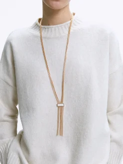 PARFOIS Hemden>Emaillierte Goldfarbene Halskette Beige