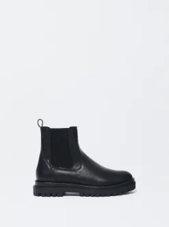 PARFOIS Lange Ohrringe|Trend Collection>Flache Chelsea-Stiefel Schwarz