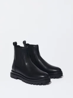 PARFOIS Lange Ohrringe|Trend Collection>Flache Chelsea-Stiefel Schwarz