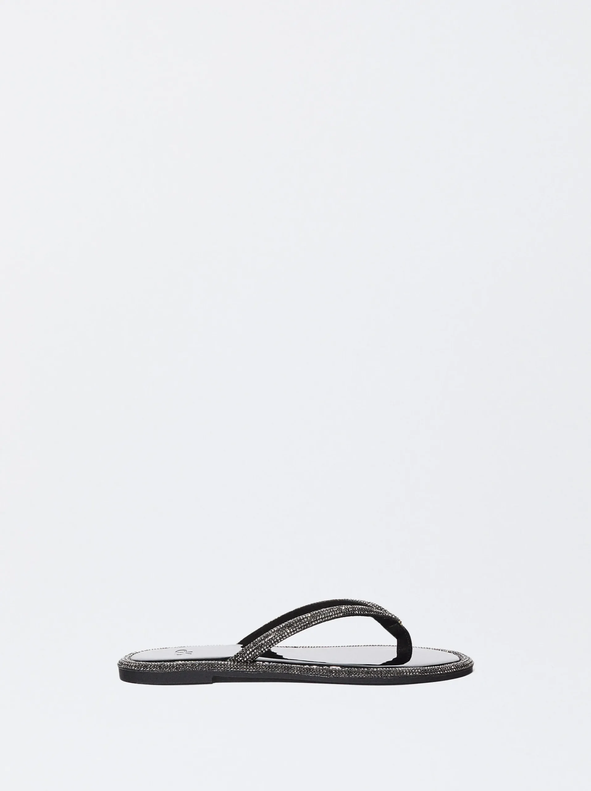 PARFOIS Raffinierter Modeschmuck|Lange Ohrringe>Flache Glitzer-Sandalen Schwarz