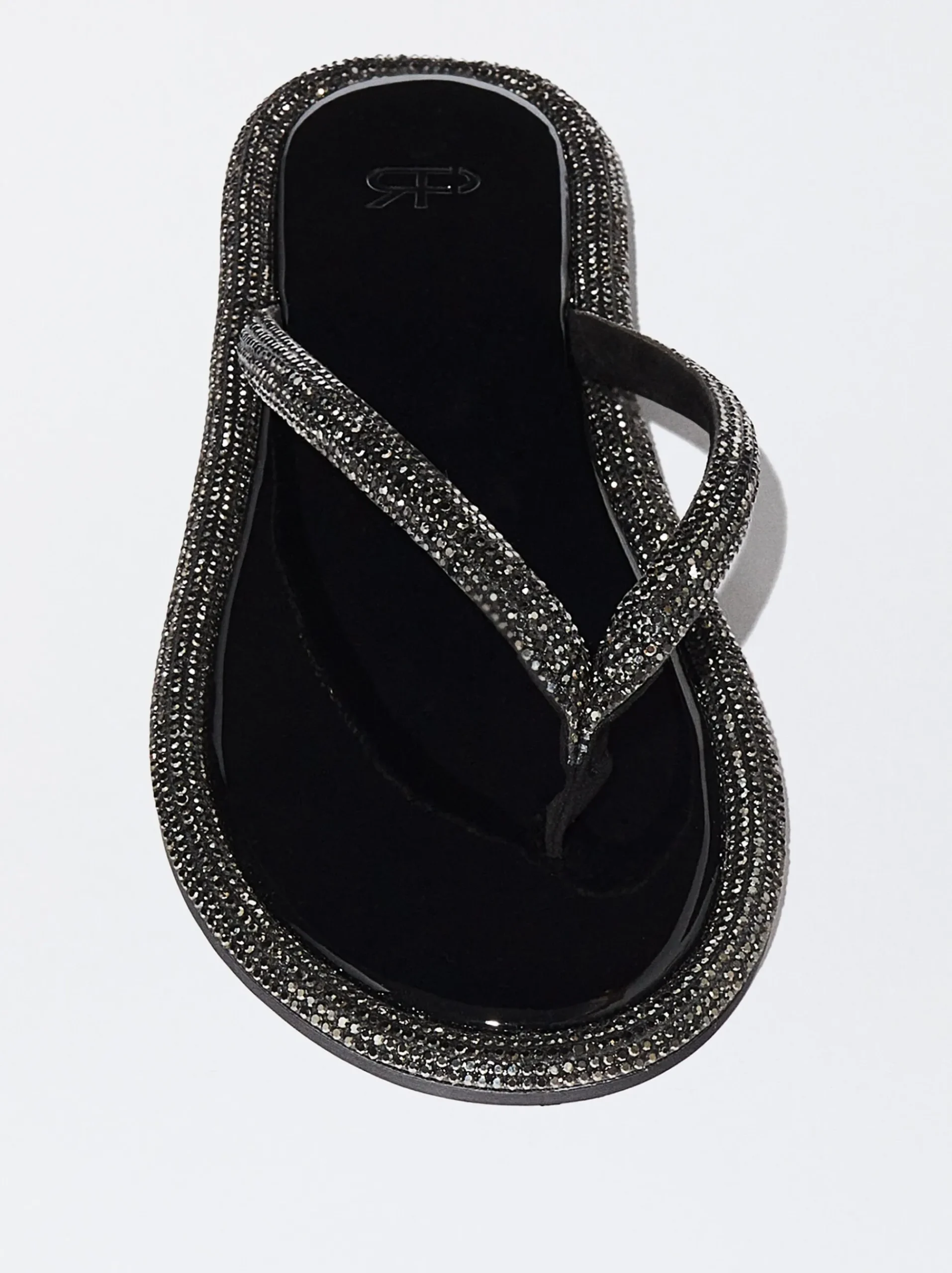 PARFOIS Raffinierter Modeschmuck|Lange Ohrringe>Flache Glitzer-Sandalen Schwarz