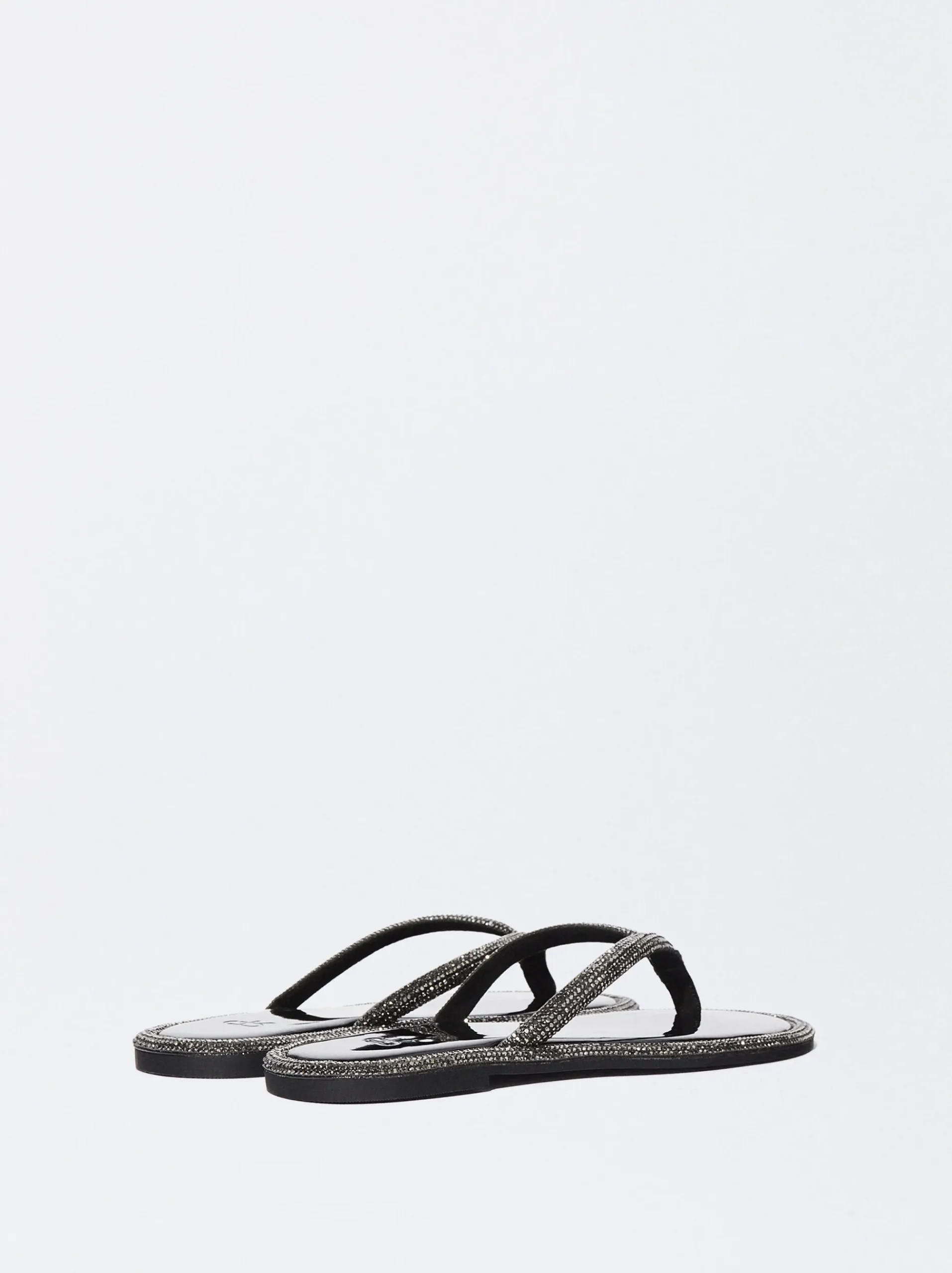 PARFOIS Raffinierter Modeschmuck|Lange Ohrringe>Flache Glitzer-Sandalen Schwarz