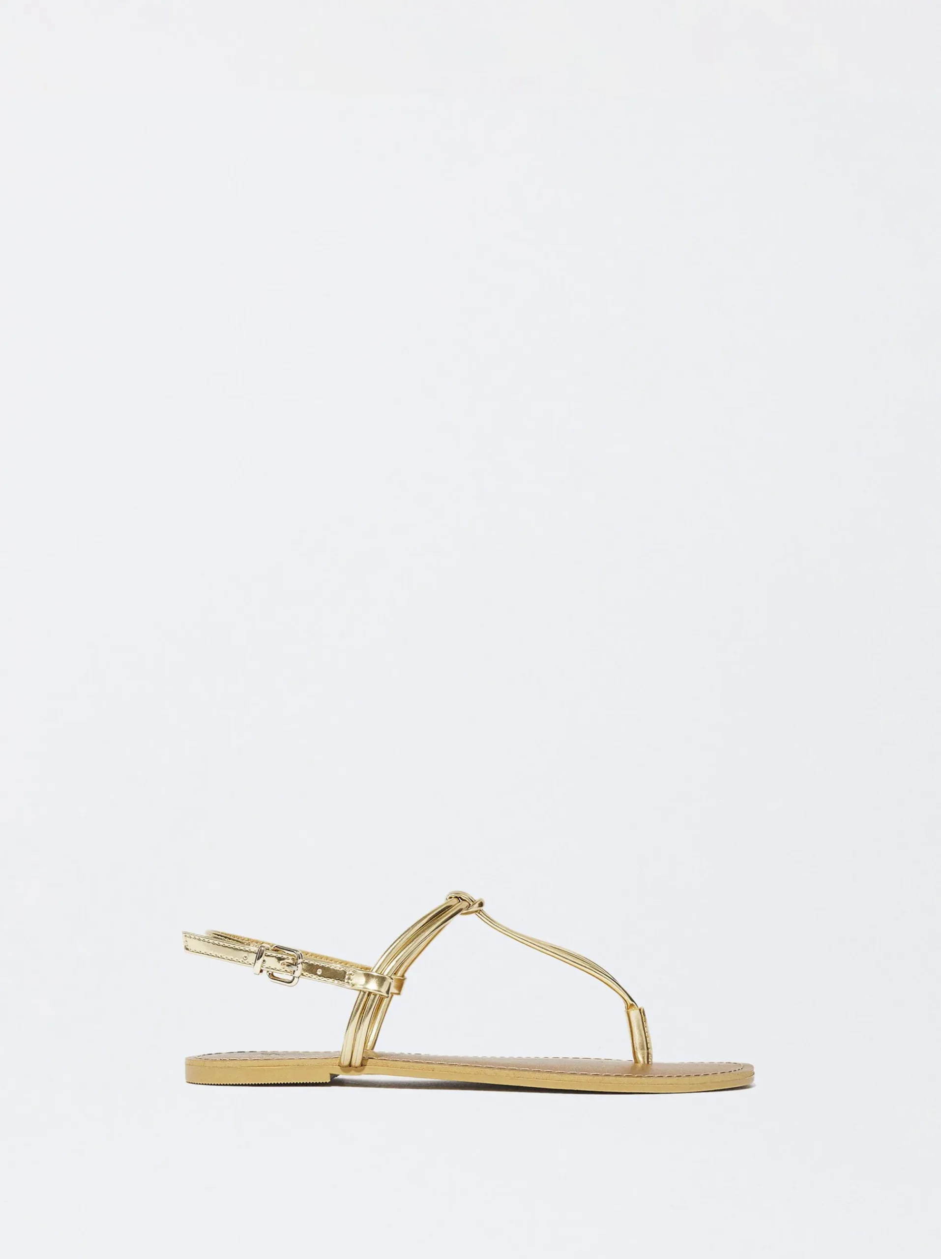 PARFOIS Raffinierter Modeschmuck|Kurze Ohrringe>Flache Sandalen Mit Zierknoten Golden