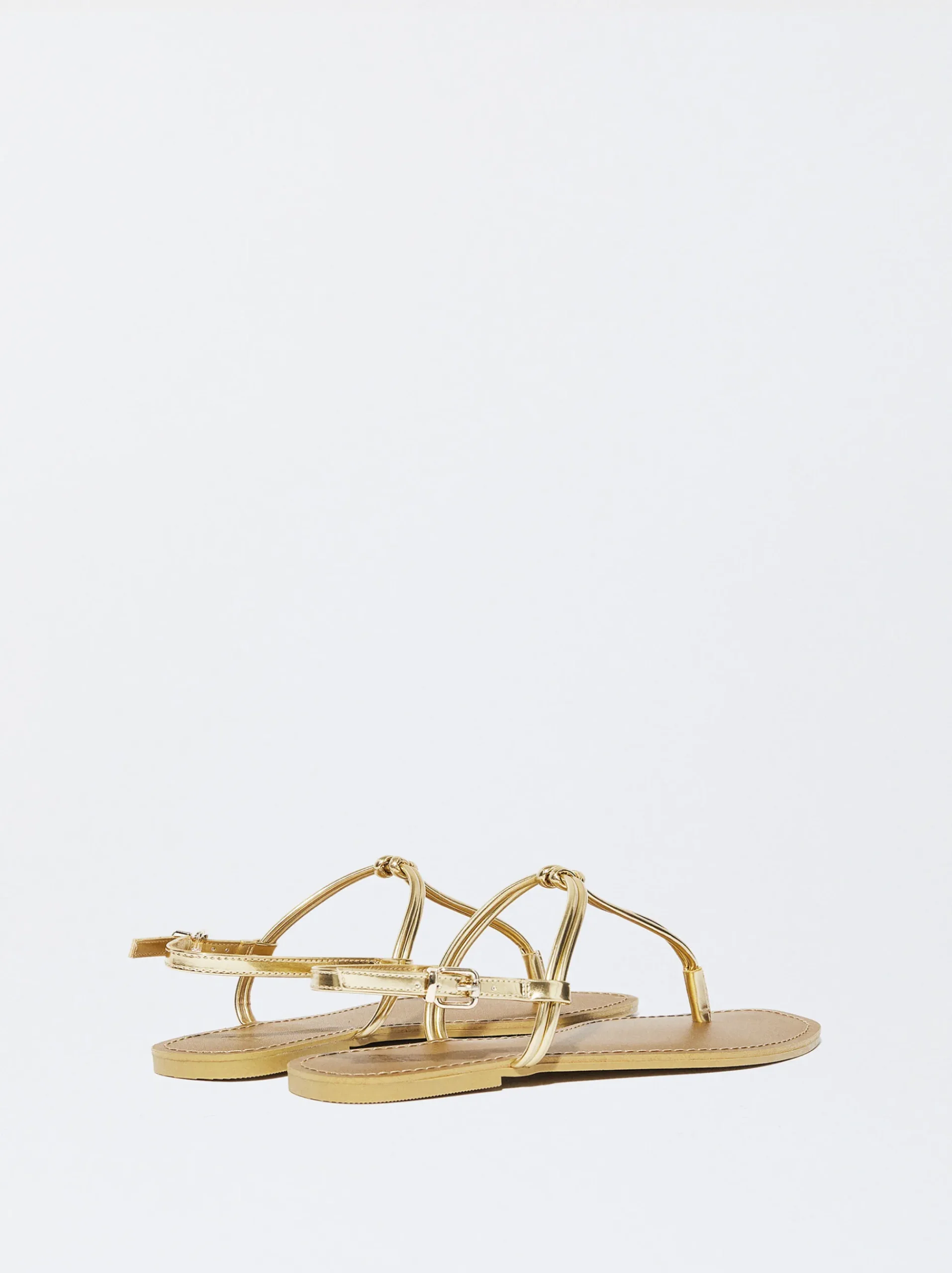 PARFOIS Raffinierter Modeschmuck|Kurze Ohrringe>Flache Sandalen Mit Zierknoten Golden