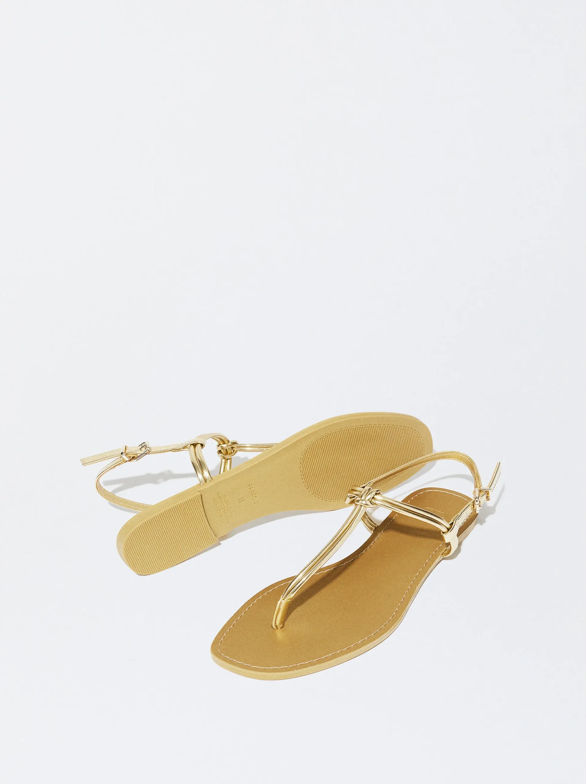 PARFOIS Raffinierter Modeschmuck|Kurze Ohrringe>Flache Sandalen Mit Zierknoten Golden