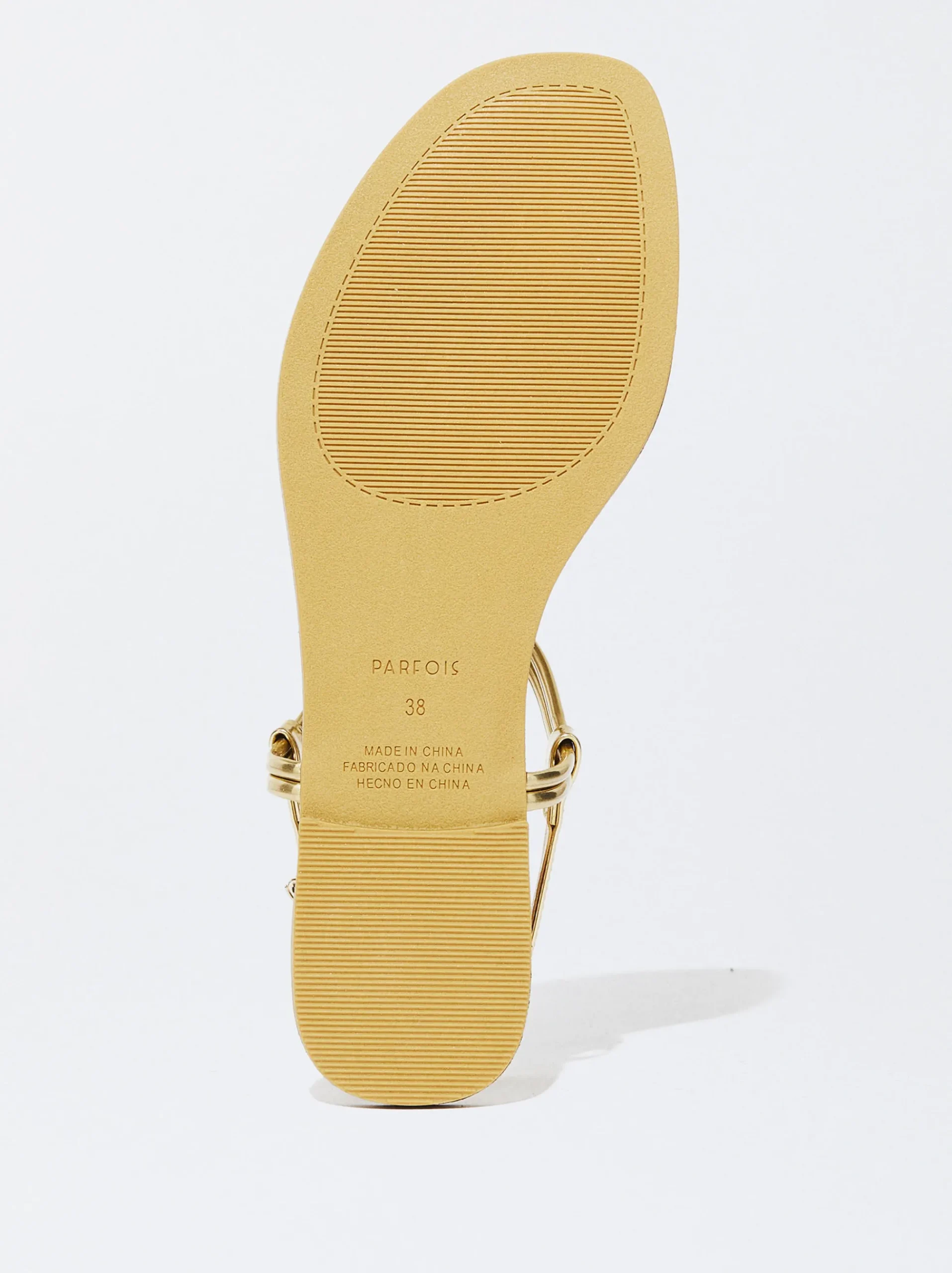 PARFOIS Raffinierter Modeschmuck|Kurze Ohrringe>Flache Sandalen Mit Zierknoten Golden