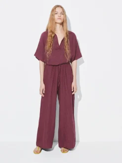 PARFOIS Röcke und Shorts|Strick>Fließende Hose 100% Leinen Bordeaux