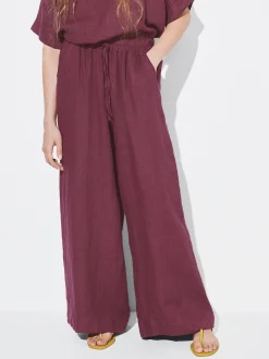 PARFOIS Röcke und Shorts|Strick>Flie&szlig;ende Hose 100% Leinen Bordeaux