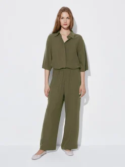 PARFOIS Lange Halsketten>Fließende Hose Mit Elastischer Taille Grün