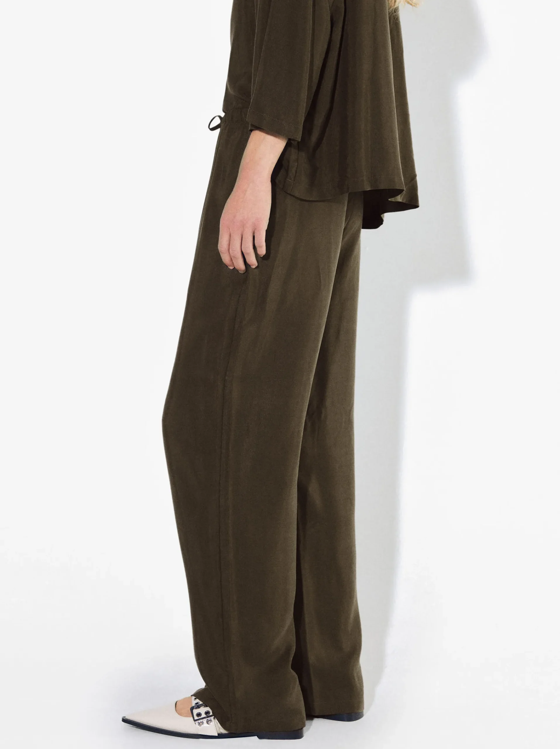 PARFOIS Strick|Pullover Und Jacke>Fließende Hose Mit Elastischer Taille Khaki