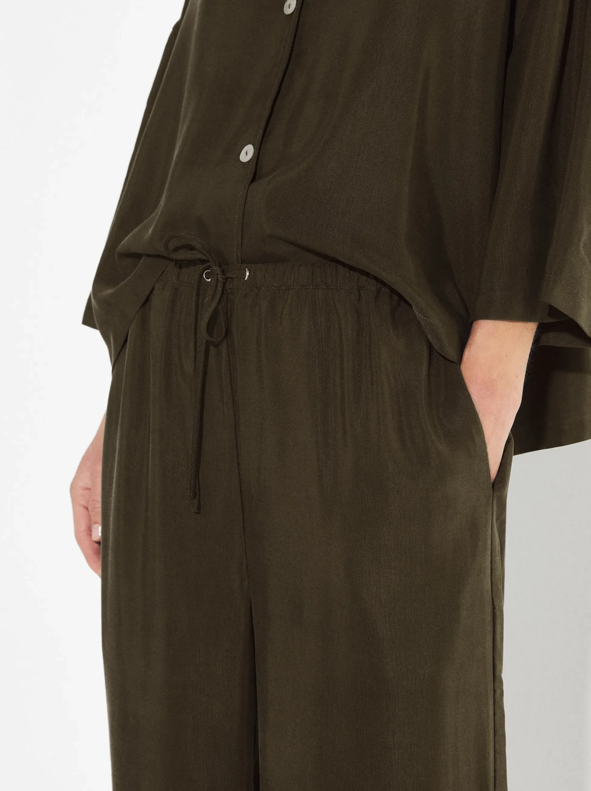 PARFOIS Strick|Pullover Und Jacke>Fließende Hose Mit Elastischer Taille Khaki