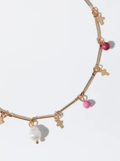 PARFOIS Trend Collection|Kurze Halsketten>Fu&szlig;kette Mit Stein Und Charms Mehrfarbig