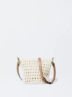 PARFOIS Schultertaschen|Taschen aus Leder NEW>Gehäkelte Beuteltasche Ekrü