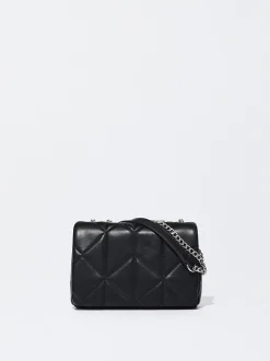 PARFOIS Schultertaschen|Taschen aus Leder NEW>Gepolsterte Umhängetasche Mit Kettengriff Schwarz