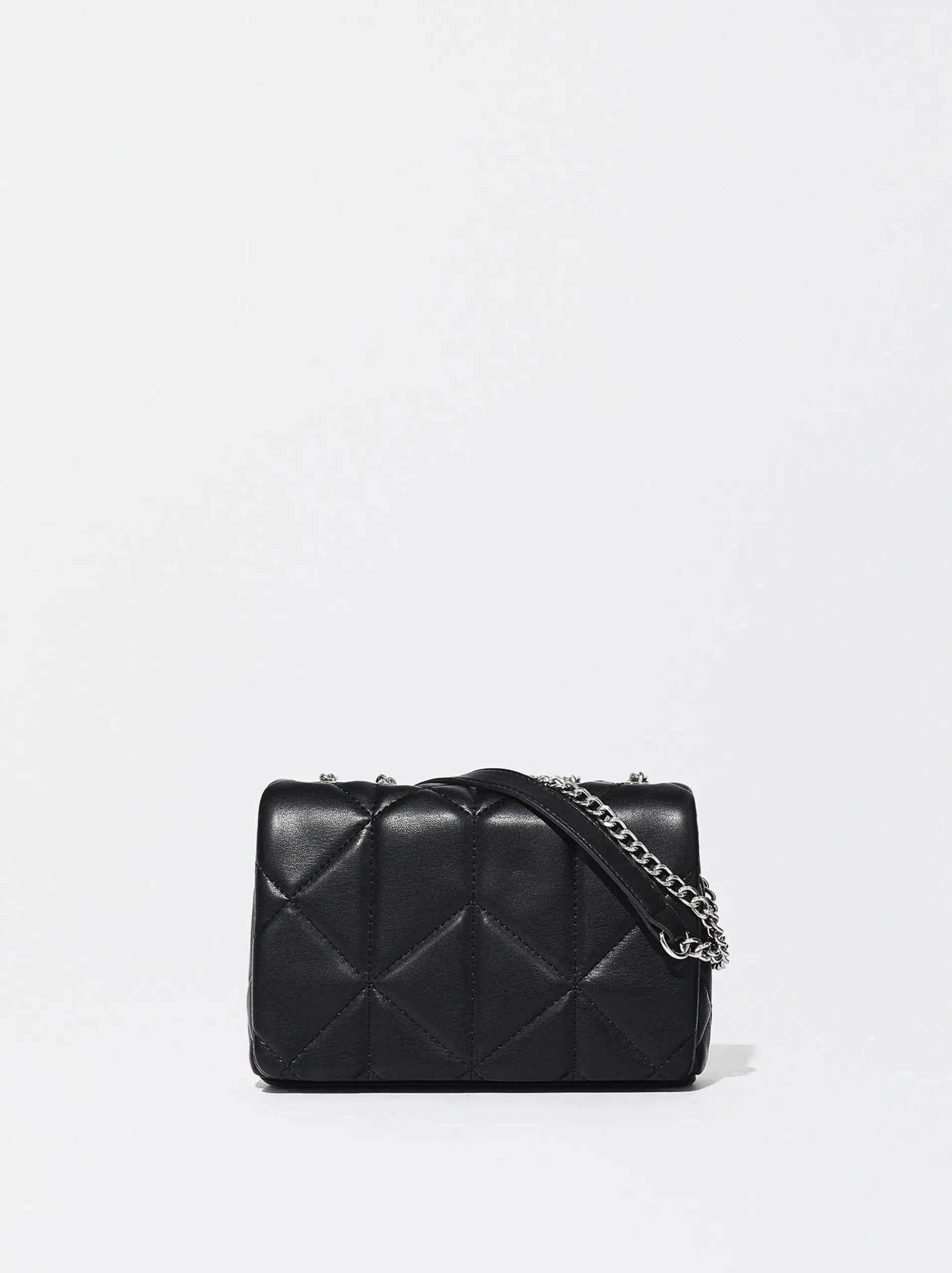 PARFOIS Schultertaschen|Taschen aus Leder NEW>Gepolsterte Umhängetasche Mit Kettengriff Schwarz