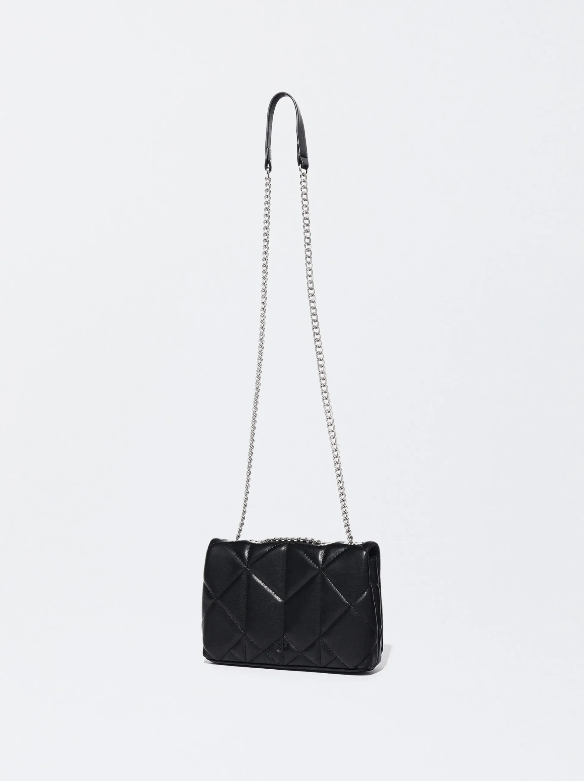 PARFOIS Schultertaschen|Taschen aus Leder NEW>Gepolsterte Umhängetasche Mit Kettengriff Schwarz