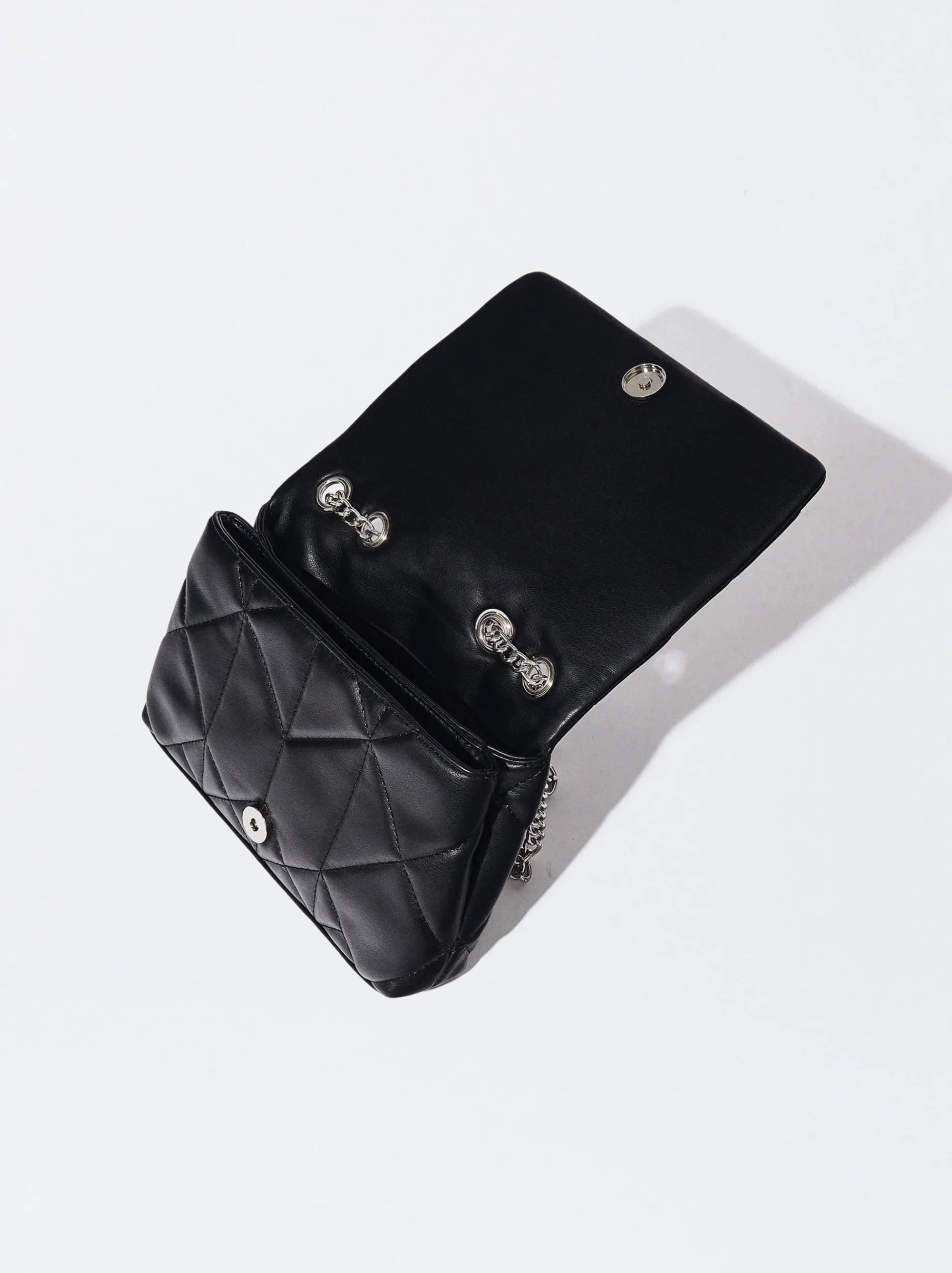 PARFOIS Schultertaschen|Taschen aus Leder NEW>Gepolsterte Umhängetasche Mit Kettengriff Schwarz