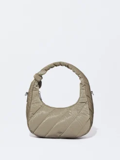 PARFOIS Schultertaschen|Basics>Gesteppte Nylon-Schultertasche Khaki