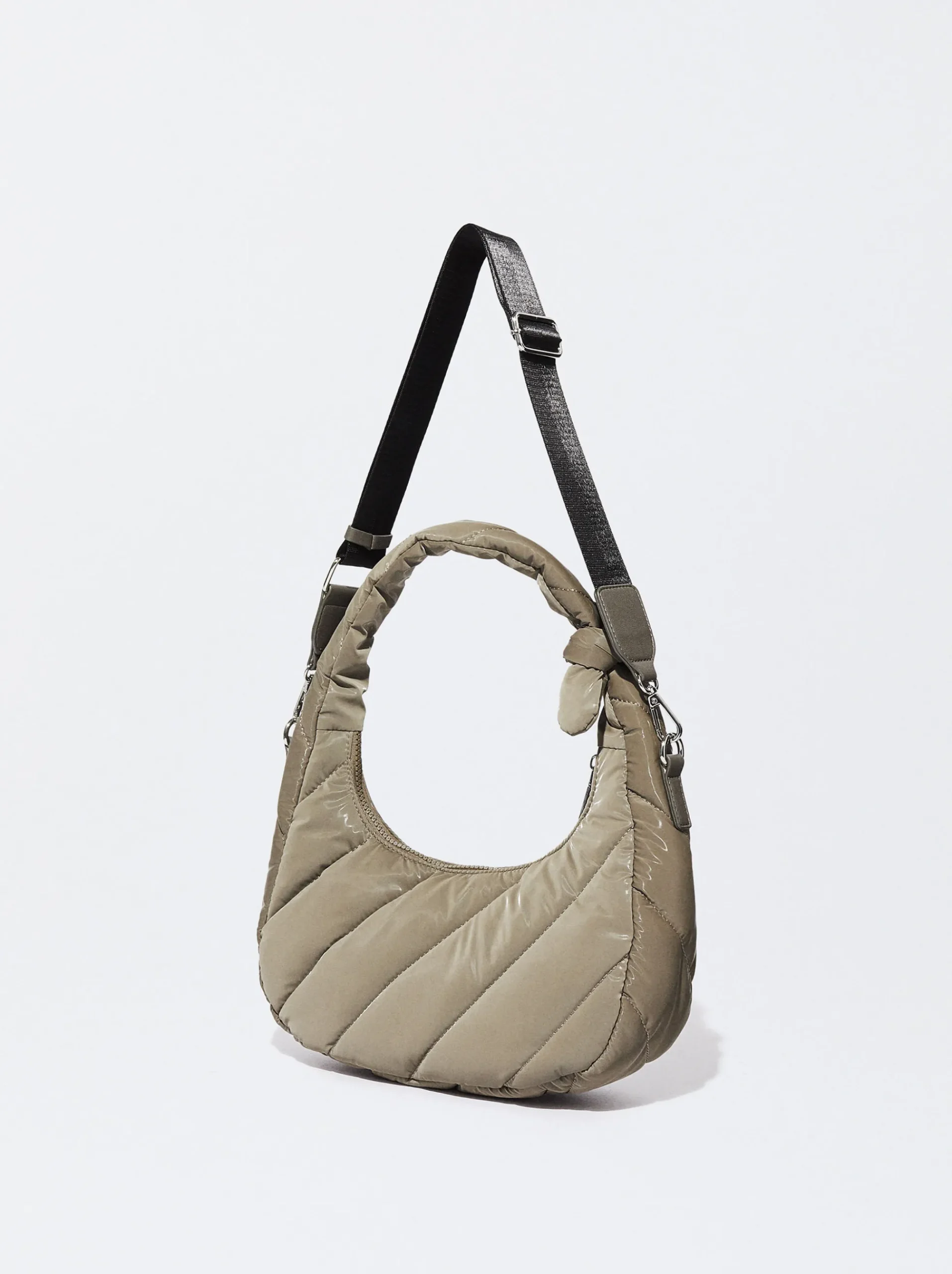 PARFOIS Schultertaschen|Basics>Gesteppte Nylon-Schultertasche Khaki